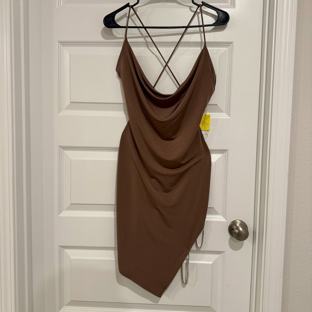 Silky Cross Back Spaghetti Strap Slip Dress